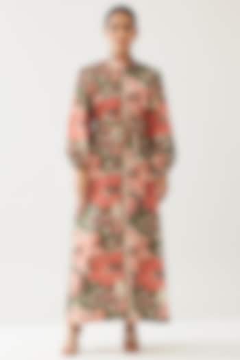Multi-Colored Poplin Cotton Floral Maxi Summer Dress With Belt by Koai at Pernia's Pop Up Shop