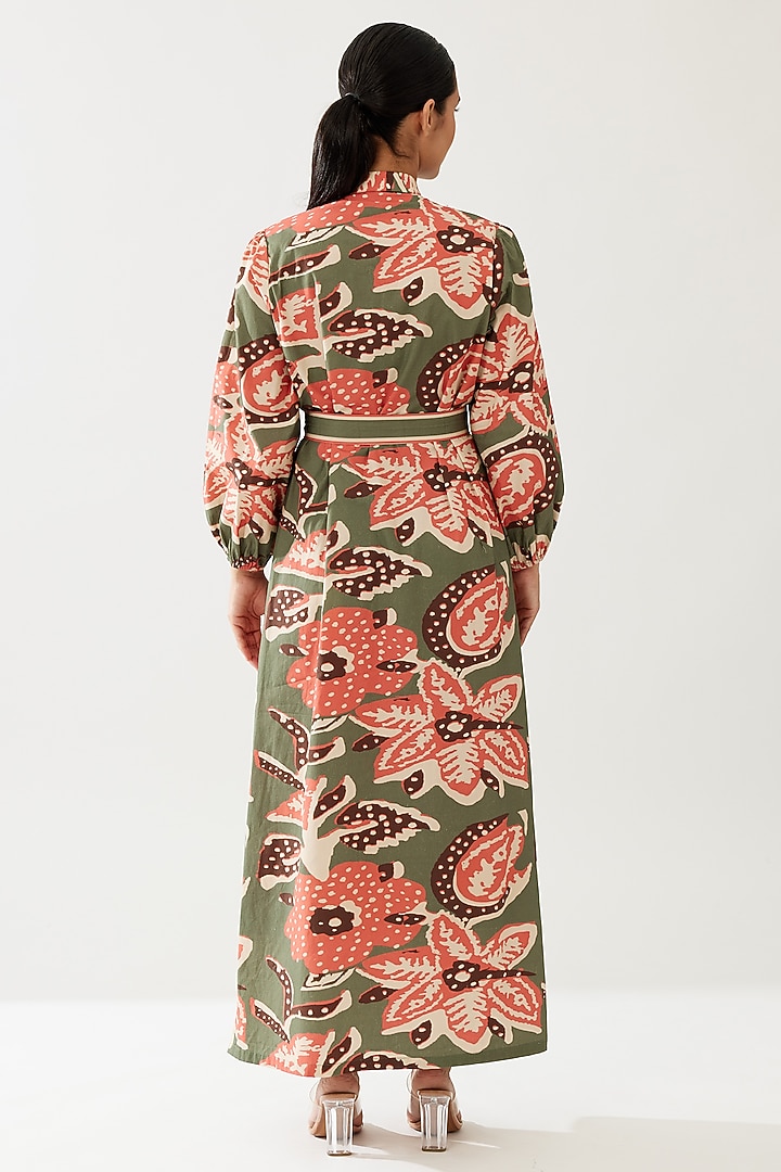 Multi-Colored Poplin Cotton Floral Maxi Summer Dress With Belt by Koai at Pernia's Pop Up Shop