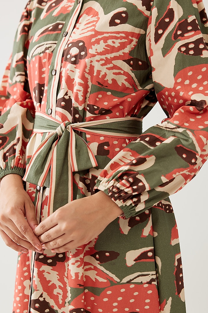 Multi-Colored Poplin Cotton Floral Maxi Summer Dress With Belt by Koai at Pernia's Pop Up Shop