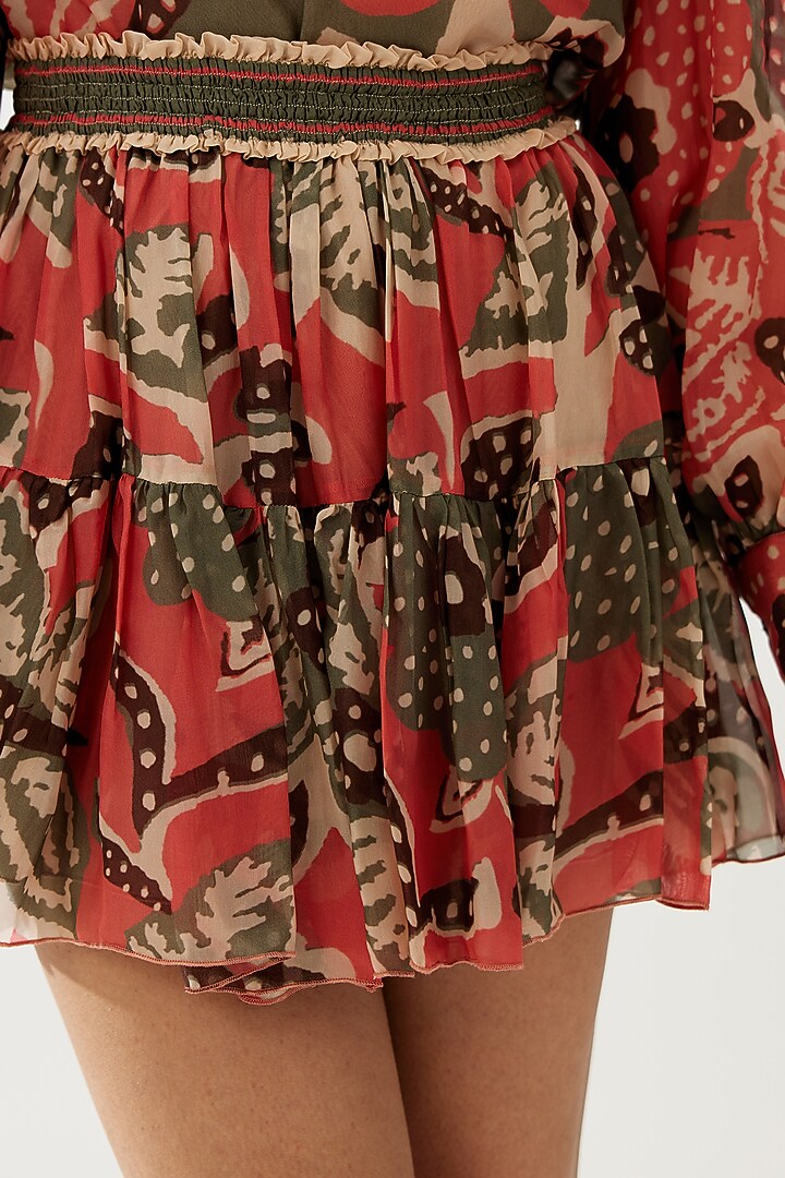 Multi-Colored Cupro Chiffon Floral Mini Skirt by Koai at Pernia's Pop Up Shop