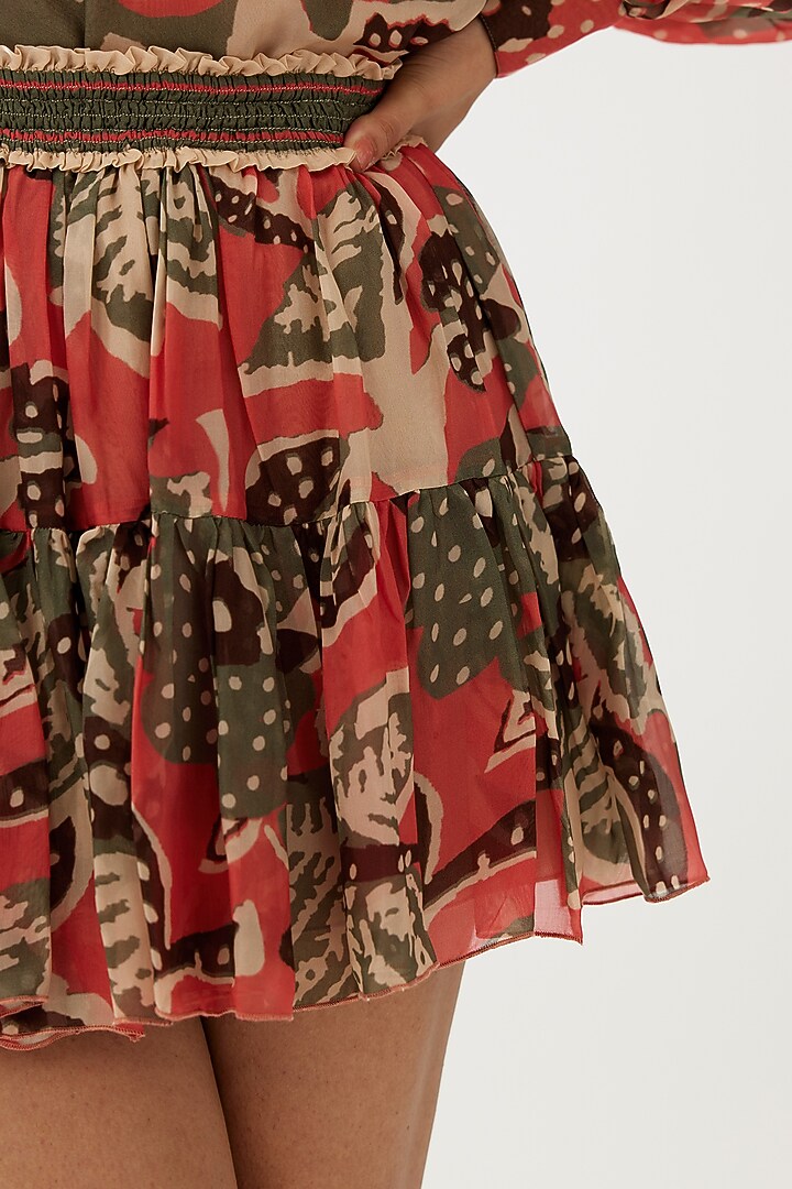 Multi-Colored Cupro Chiffon Floral Mini Skirt by Koai at Pernia's Pop Up Shop