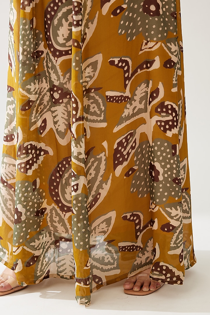 Mustard & Olive Cupro Chiffon Floral Printed Kaftan Summer Dress by Koai at Pernia's Pop Up Shop