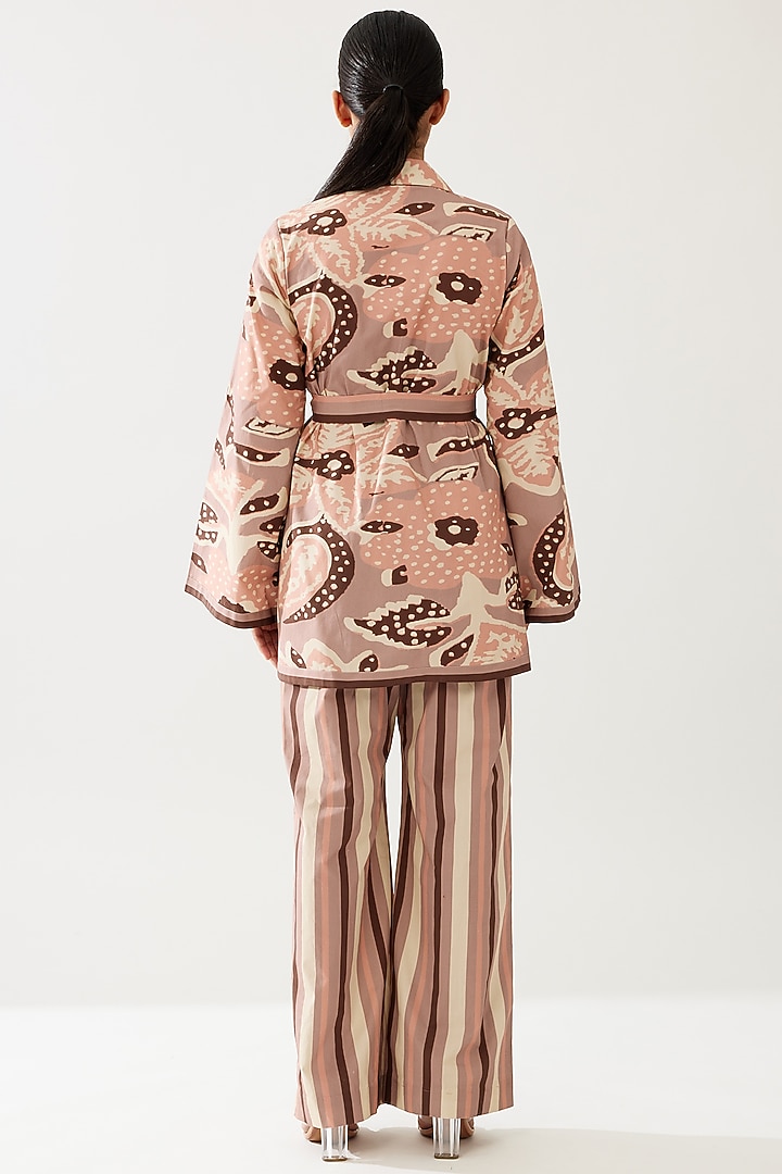 Peach & Cream Poplin Cotton Floral Printed Pants by Koai at Pernia's Pop Up Shop
