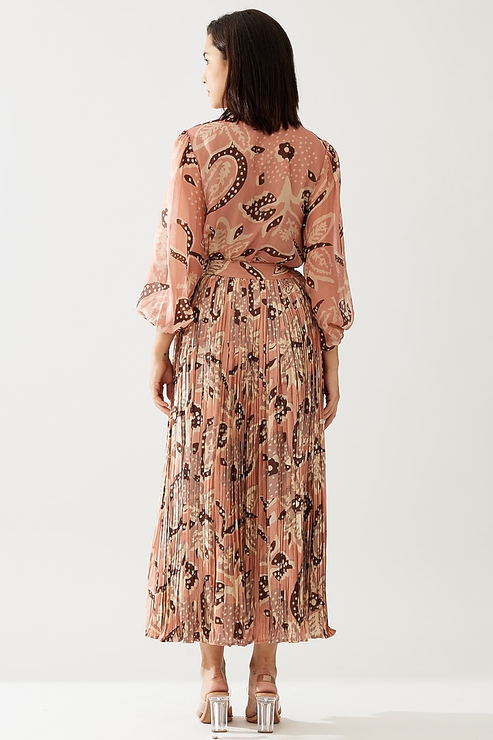 Peach & Cream Cupro Chiffon Floral Printed Top by Koai at Pernia's Pop Up Shop