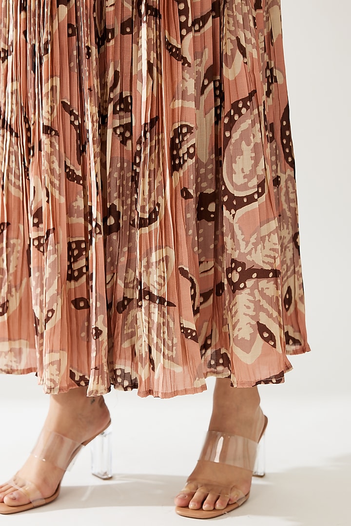 Peach & Cream Cotton Silk Floral Crinkled Skirt by Koai at Pernia's Pop Up Shop