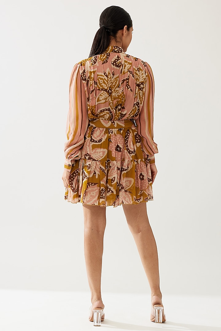 Pink & Mustard Chiffon Floral Printed Top by Koai at Pernia's Pop Up Shop