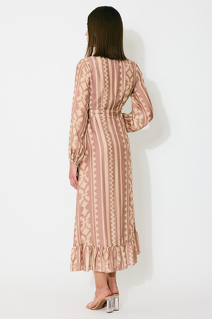 Peach & Cream Cotton Silk Pattern Wrap Summer Dress by Koai at Pernia's Pop Up Shop