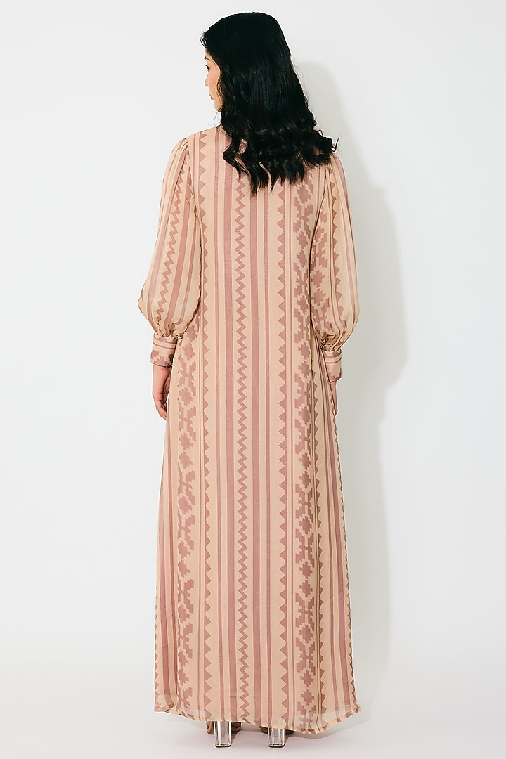 Peach & Cream Cupro Chiffon Maxi Shirt Vacation Dress by Koai at Pernia's Pop Up Shop