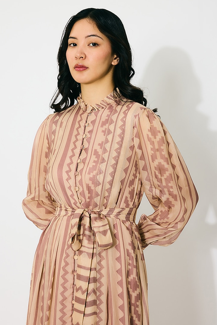 Peach & Cream Cupro Chiffon Maxi Shirt Vacation Dress by Koai at Pernia's Pop Up Shop