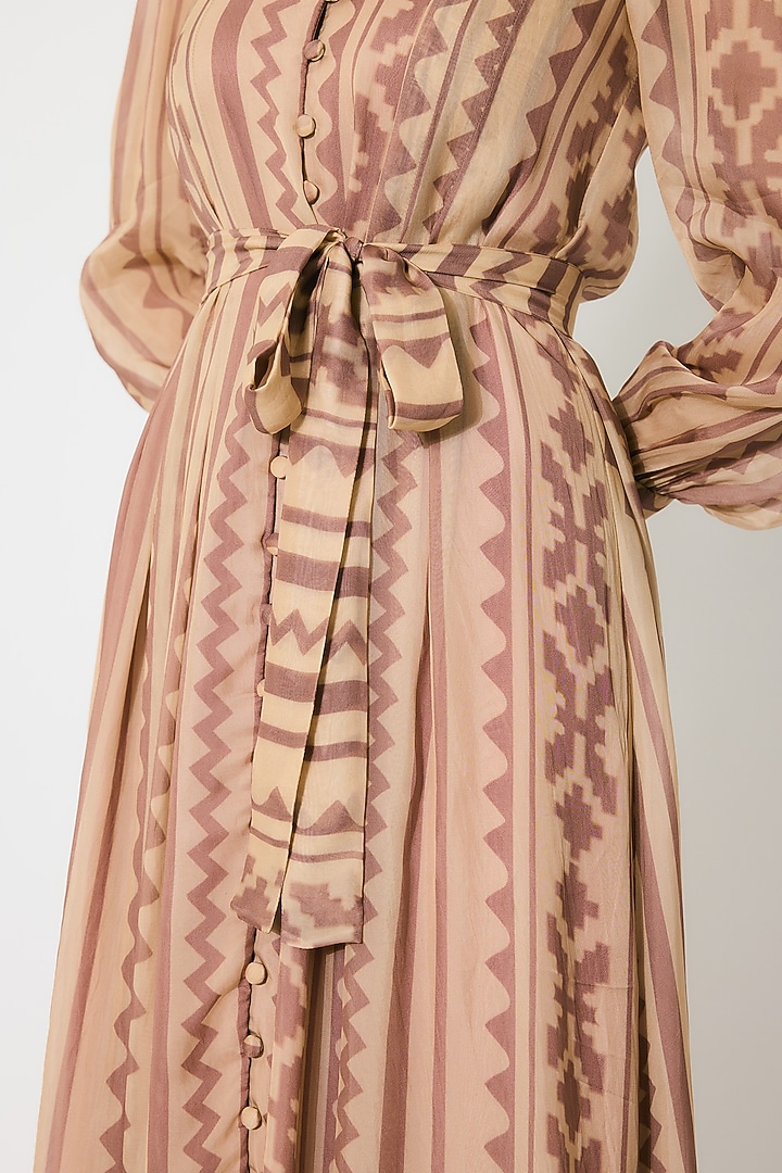 Peach & Cream Cupro Chiffon Maxi Shirt Vacation Dress by Koai at Pernia's Pop Up Shop