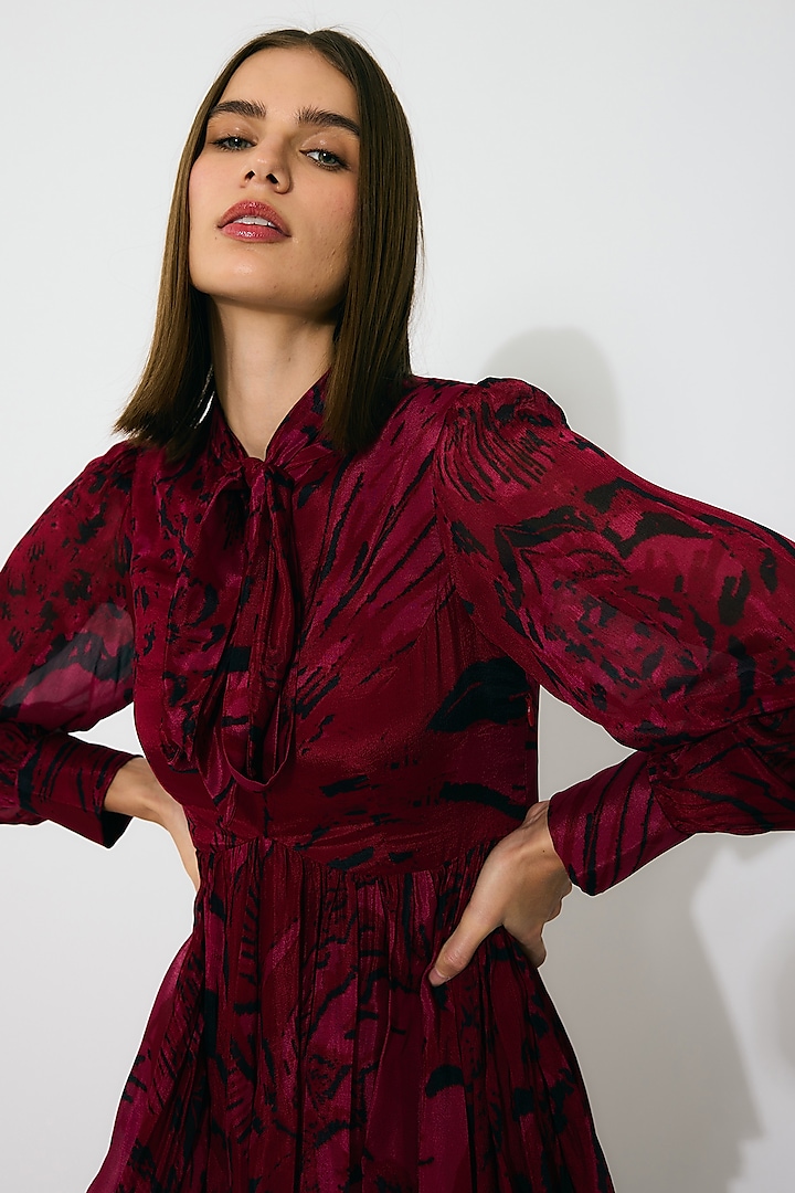 Hot Pink & Black Chiffon Floral Maxi Vacation Dress by Koai at Pernia's Pop Up Shop