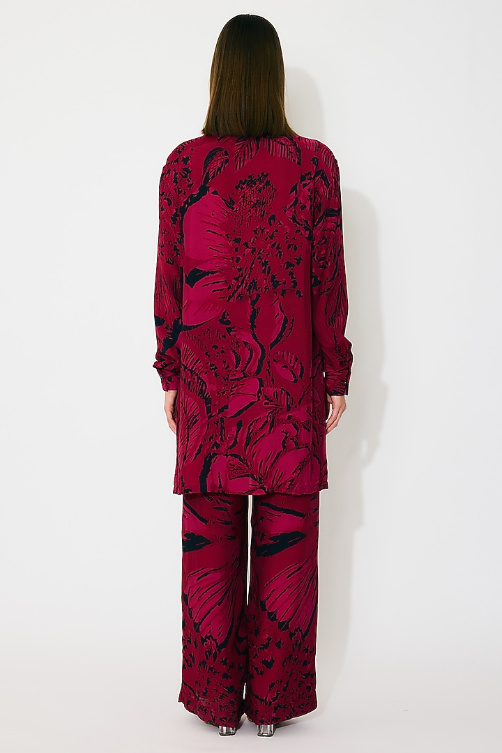 Hot Pink & Black Muslin Cotton Silk Floral Bow Pants by Koai at Pernia's Pop Up Shop