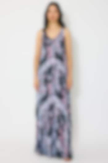 Grey & White Chiffon Printed Maxi Vacation Dress by Koai at Pernia's Pop Up Shop