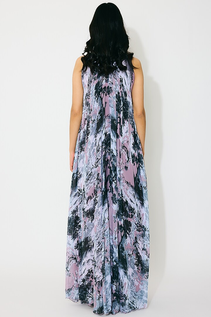 Grey & White Chiffon Printed Maxi Vacation Dress by Koai at Pernia's Pop Up Shop
