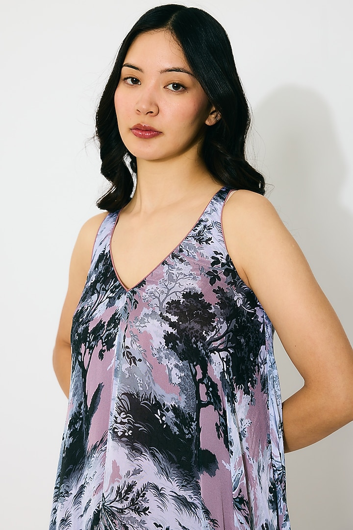 Grey & White Chiffon Printed Maxi Vacation Dress by Koai at Pernia's Pop Up Shop