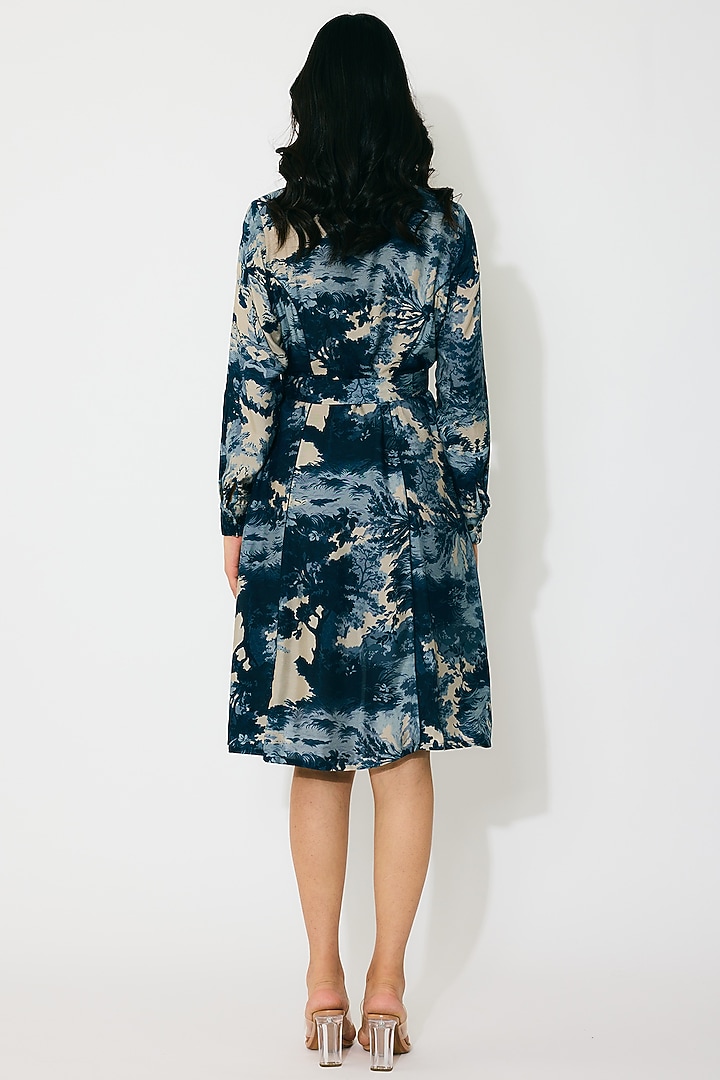 Blue & Indigo Muslin Cotton Silk Printed Shirt Summer Dress by Koai at Pernia's Pop Up Shop