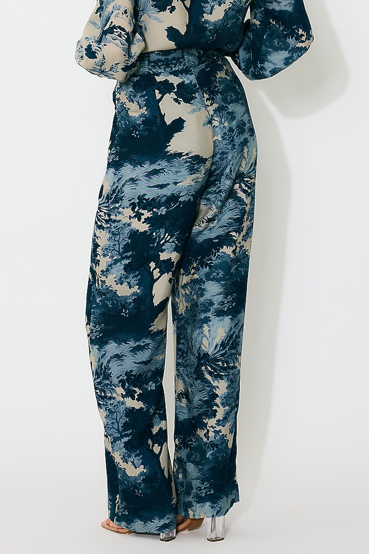 Blue & Indigo Muslin Cotton Silk Printed Pants by Koai at Pernia's Pop Up Shop