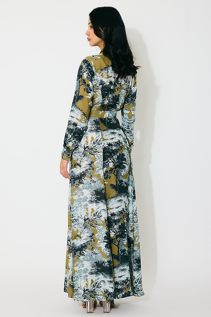Gold & Grey Muslin Cotton Silk Toile Printed Vacation Shirt Dress by Koai at Pernia's Pop Up Shop
