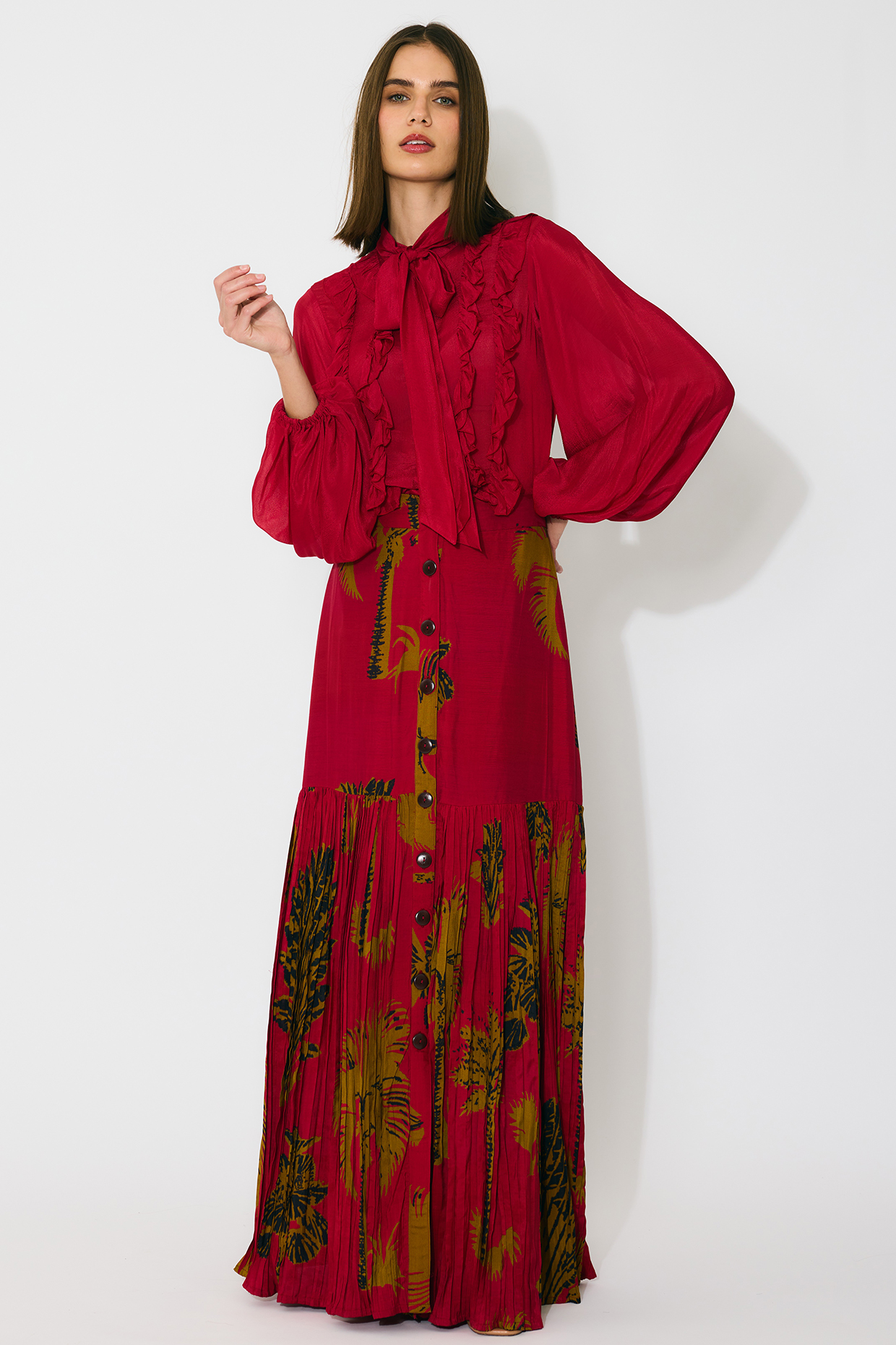 Red Chiffon Frilled Top by Koai at Pernia's Pop Up Shop