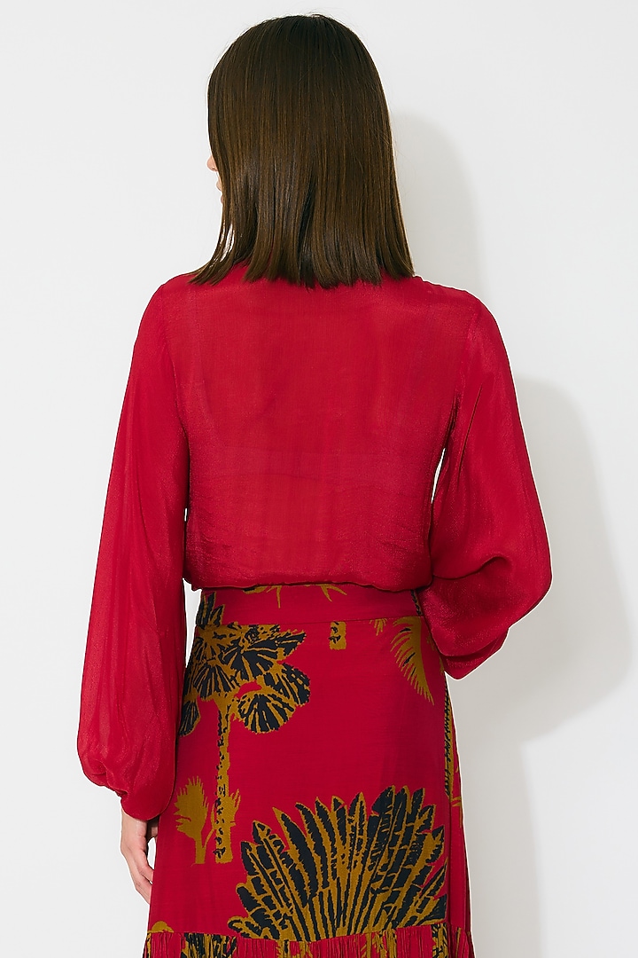 Red Chiffon Frilled Top by Koai at Pernia's Pop Up Shop