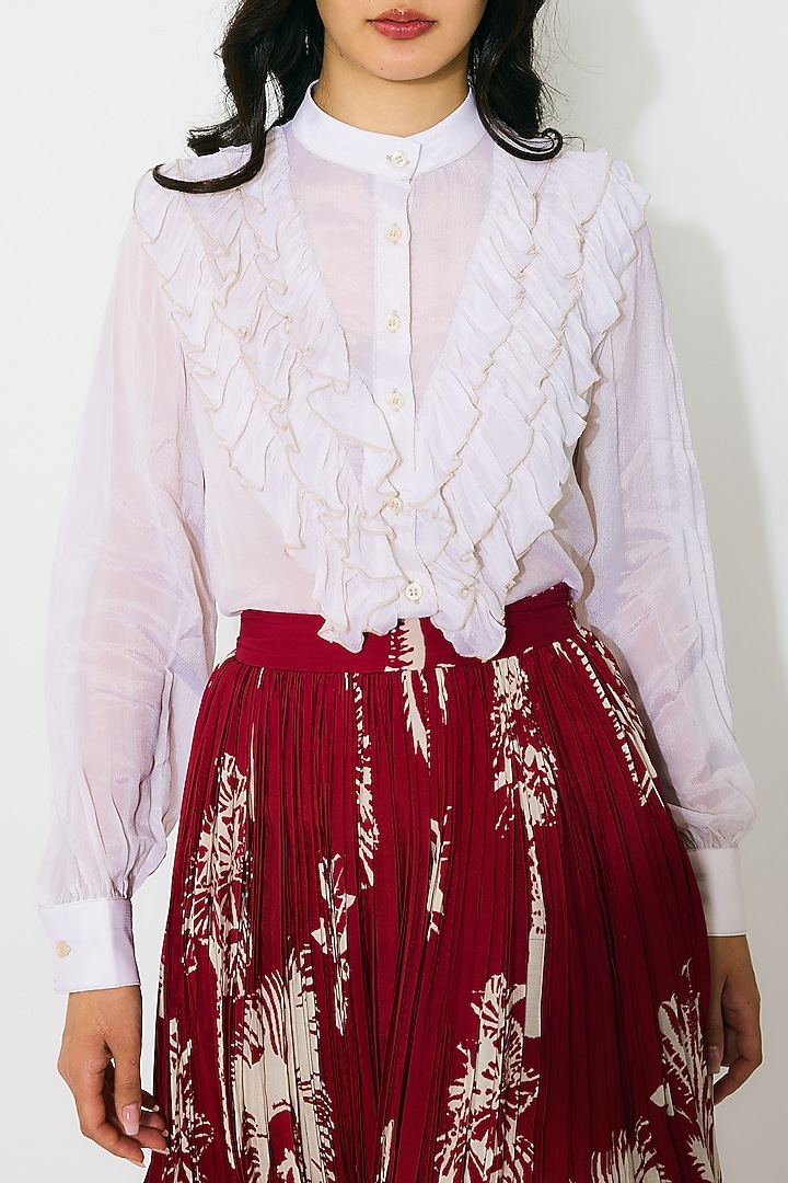 Ivory Chiffon Frilled Top by Koai at Pernia's Pop Up Shop