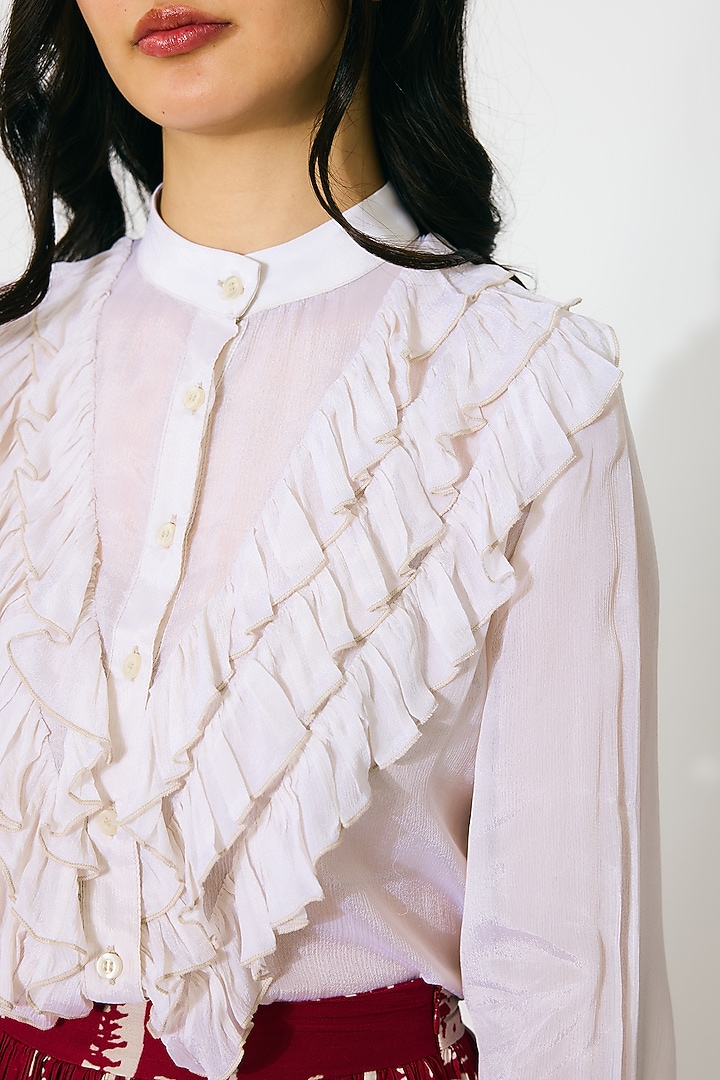 Ivory Chiffon Frilled Top by Koai at Pernia's Pop Up Shop