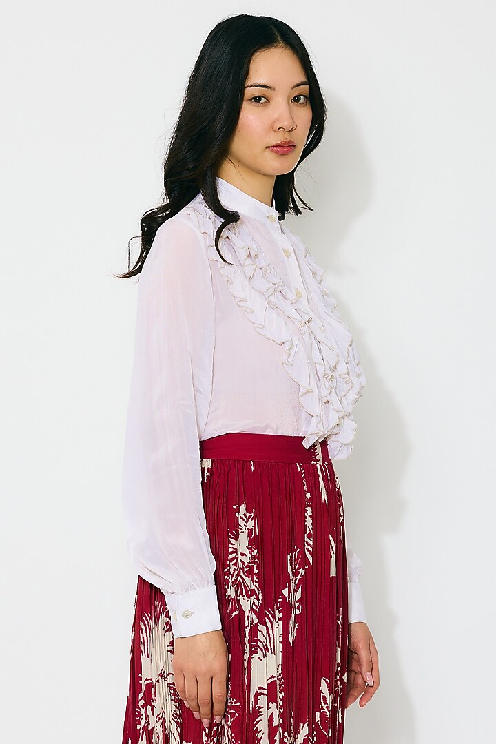 Ivory Chiffon Frilled Top by Koai at Pernia's Pop Up Shop