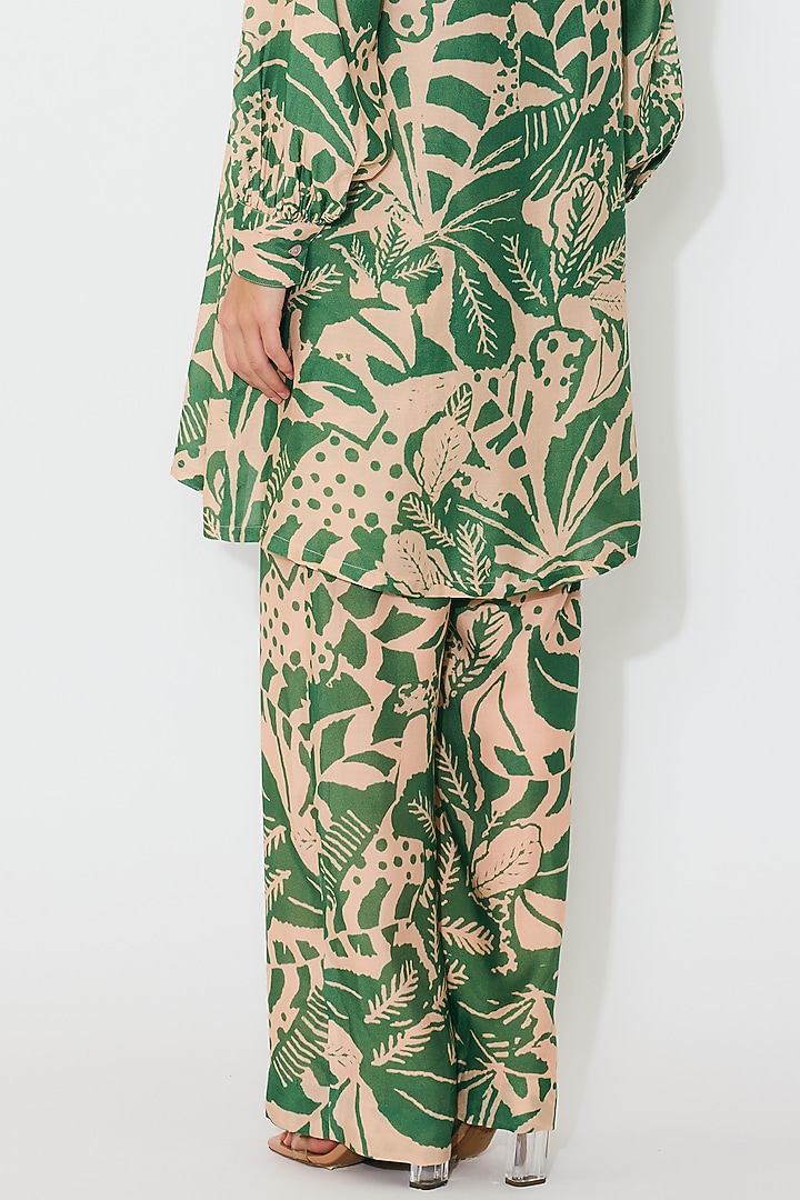 Peach & Green Muslin Cotton Silk Shirt by Koai at Pernia's Pop Up Shop