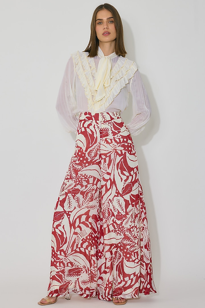 Off-White Chiffon Frill Bow-Tie Top by Koai at Pernia's Pop Up Shop