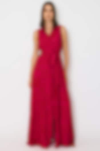 Hot Pink & Red Muslin Cotton Silk Shirt Vacation Dress by Koai at Pernia's Pop Up Shop