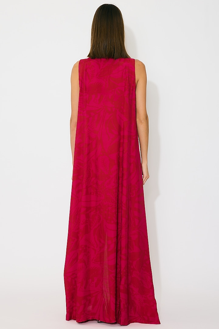 Hot Pink & Red Muslin Cotton Silk Shirt Vacation Dress by Koai at Pernia's Pop Up Shop