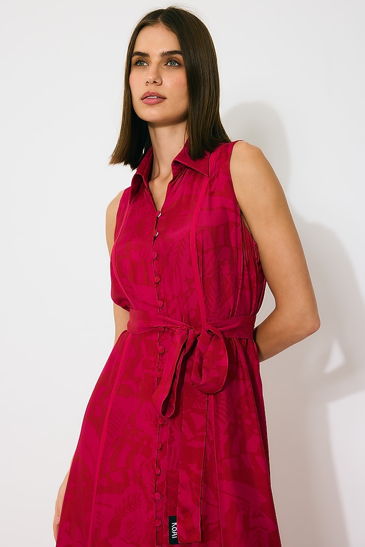 Hot Pink & Red Muslin Cotton Silk Shirt Vacation Dress by Koai at Pernia's Pop Up Shop