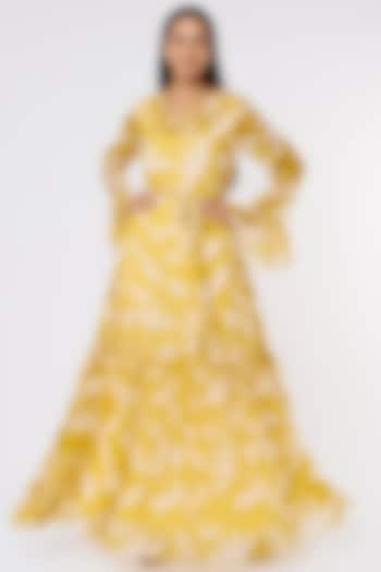 Mustard & Peach Printed Dress by Koai