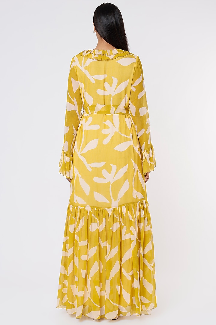 Mustard & Peach Printed Vacation Dress by Koai at Pernia's Pop Up Shop