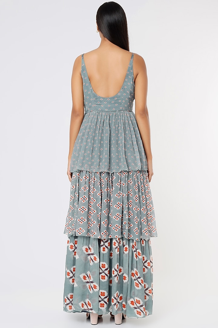Grey Layered Printed Vacation Dress by Koai at Pernia's Pop Up Shop