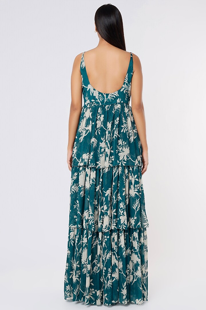 Teal & Cream Printed Vacation Dress by Koai at Pernia's Pop Up Shop