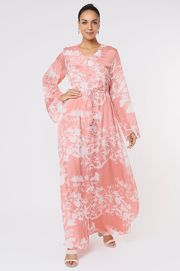 Pink & White Chiffon Kaftan Set by Koai at Pernia's Pop Up Shop
