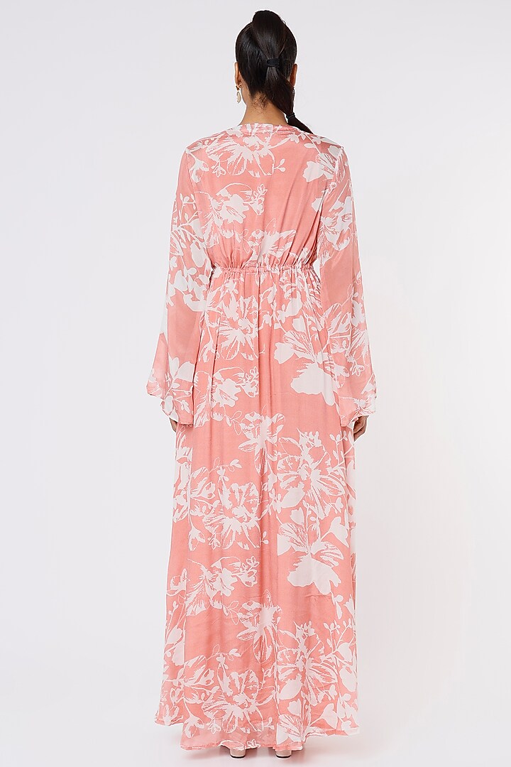 Pink & White Chiffon Kaftan Set by Koai at Pernia's Pop Up Shop