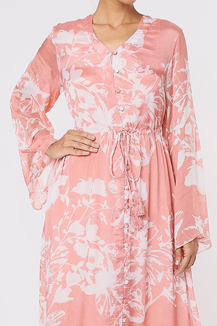 Pink & White Chiffon Kaftan Set by Koai at Pernia's Pop Up Shop