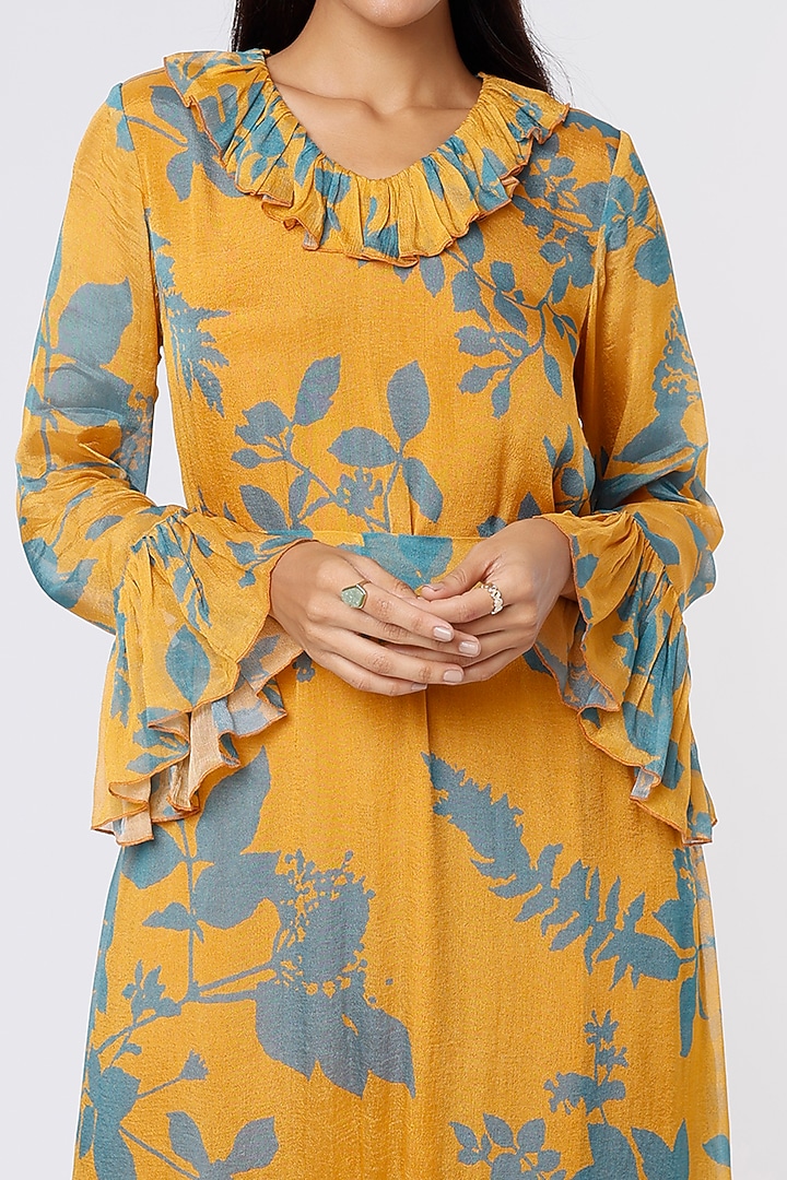 Mustard & Blue Printed Maxi Vacation Dress by Koai at Pernia's Pop Up Shop