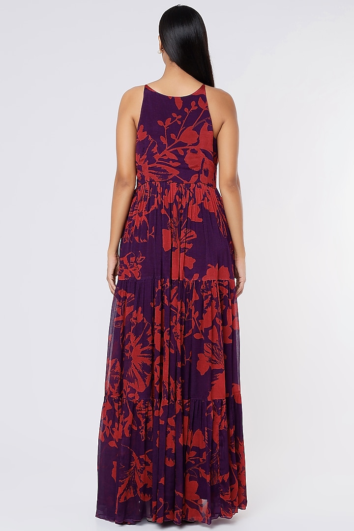 Purple & Red Printed Maxi Vacation Dress by Koai at Pernia's Pop Up Shop