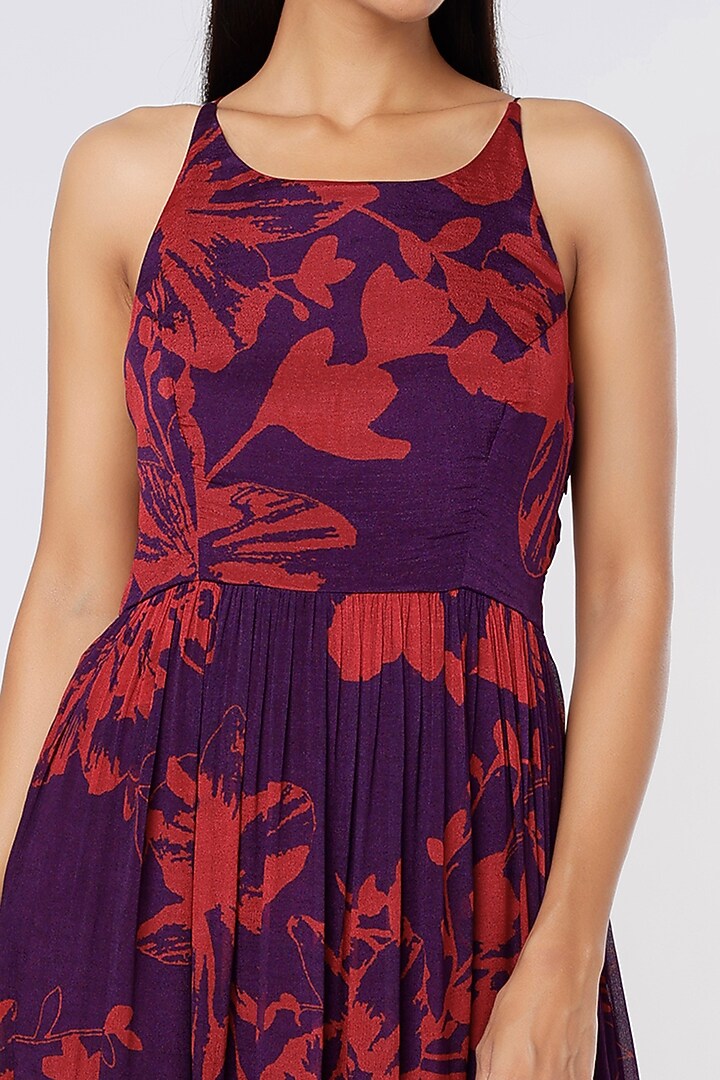 Purple & Red Printed Maxi Vacation Dress by Koai at Pernia's Pop Up Shop