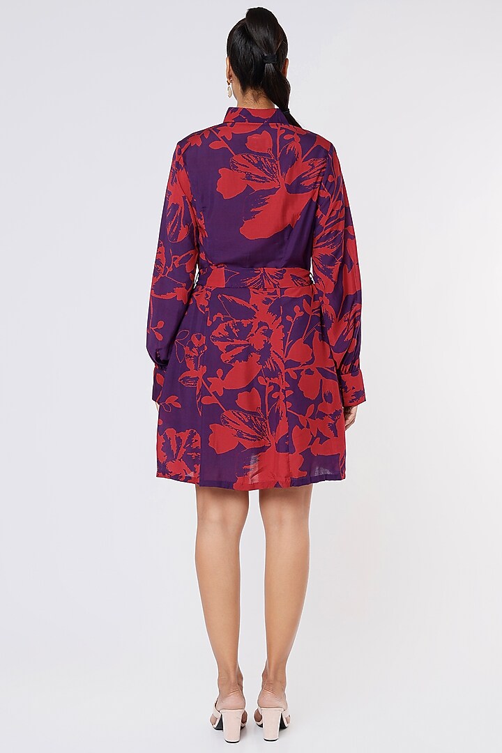 Purple & Red Printed Summer Shirt Dress by Koai at Pernia's Pop Up Shop