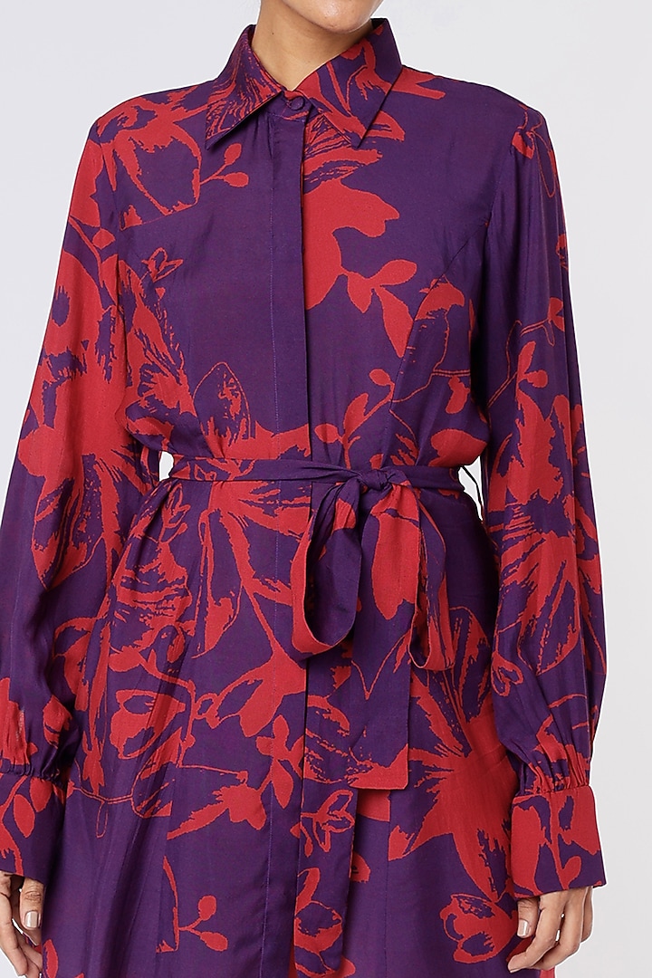 Purple & Red Printed Summer Shirt Dress by Koai at Pernia's Pop Up Shop