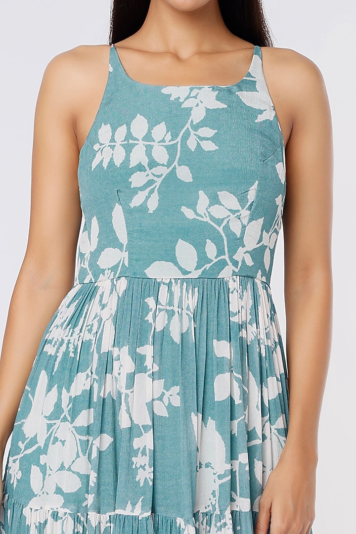Sky Blue & White Printed Maxi Vacation Dress by Koai at Pernia's Pop Up Shop