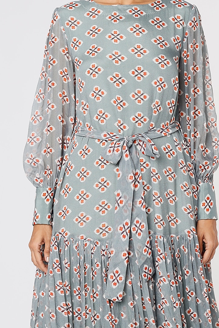 Blue & Grey Chiffon Midi Dress by Koai at Pernia's Pop Up Shop 2026