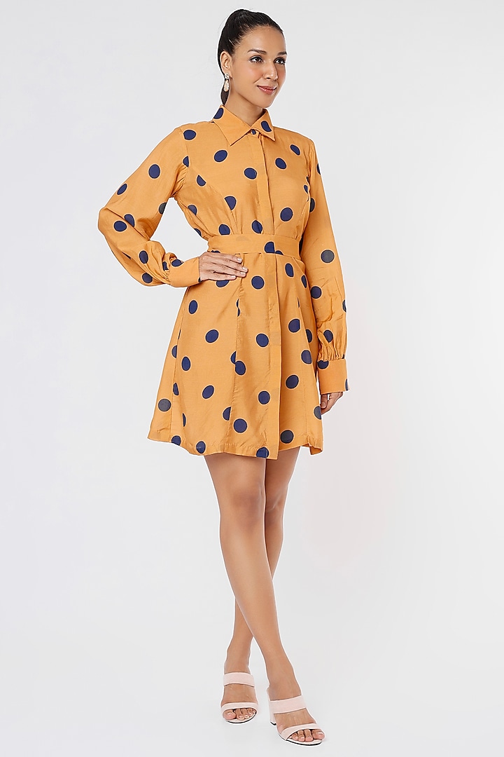 Orange Printed Shirt Dress by Koai