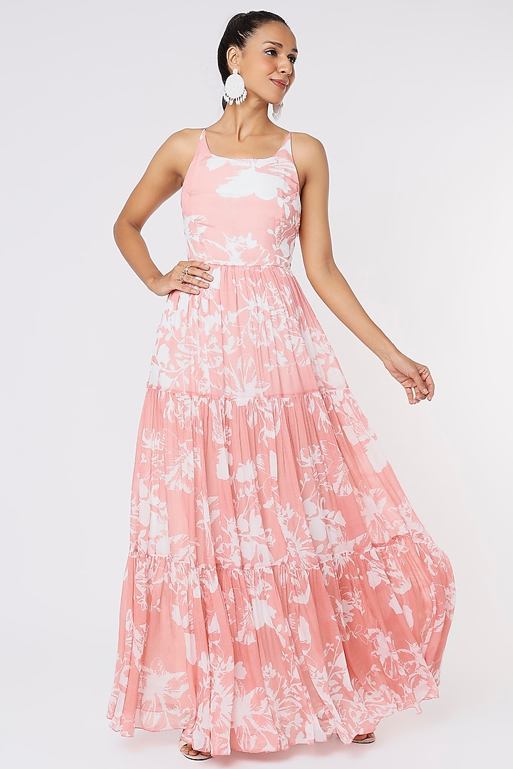 Pink Printed Maxi Dress by Koai