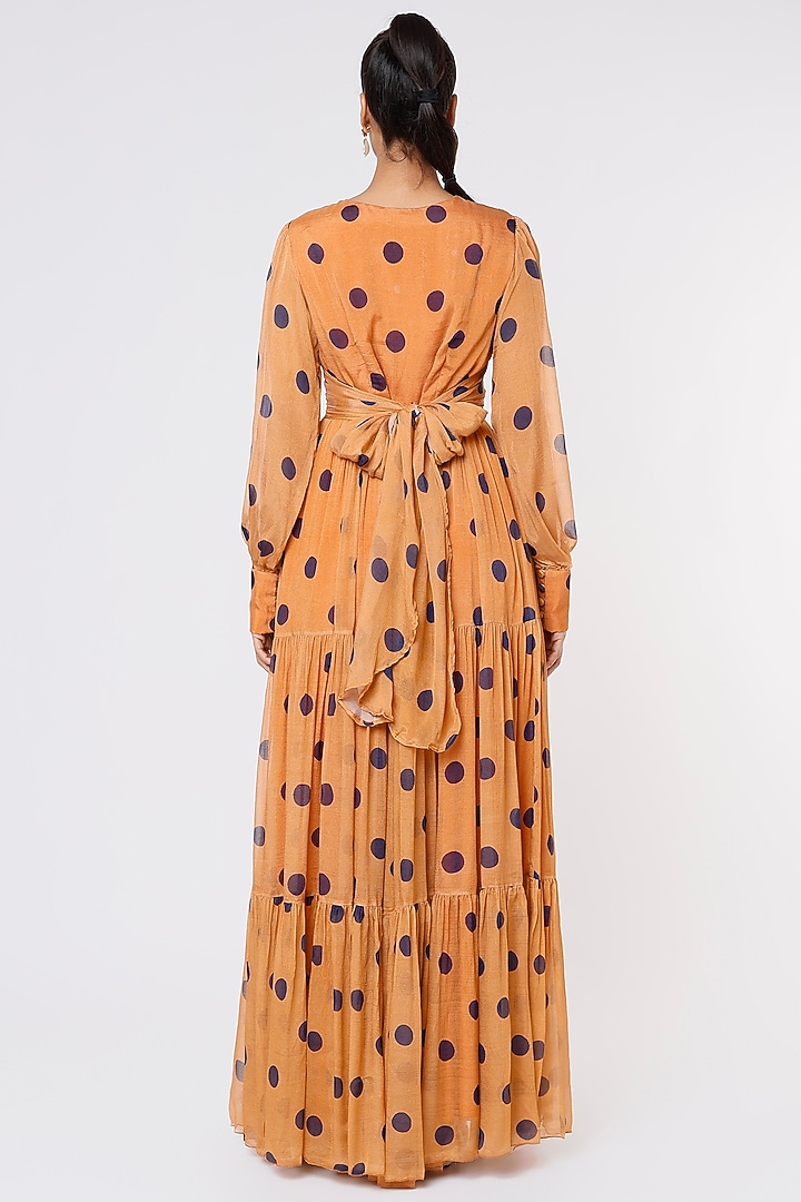 Orange Printed Wrapped Vacation Dress by Koai at Pernia's Pop Up Shop
