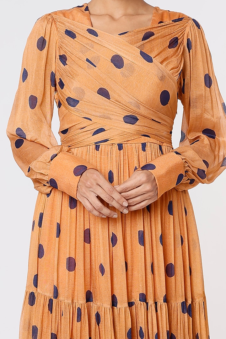 Orange Printed Wrapped Vacation Dress by Koai at Pernia's Pop Up Shop